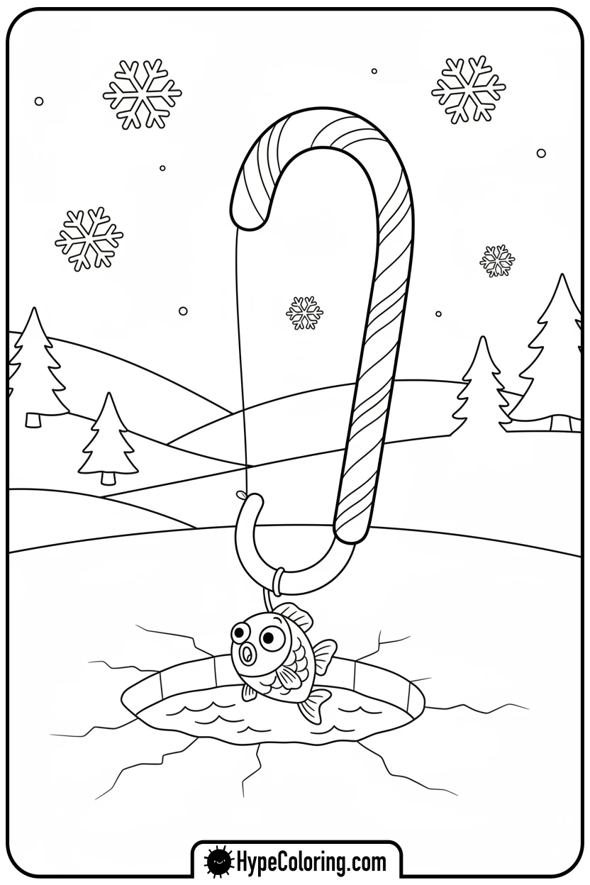 candy-cane-ice-fishing - candy cane coloring pages