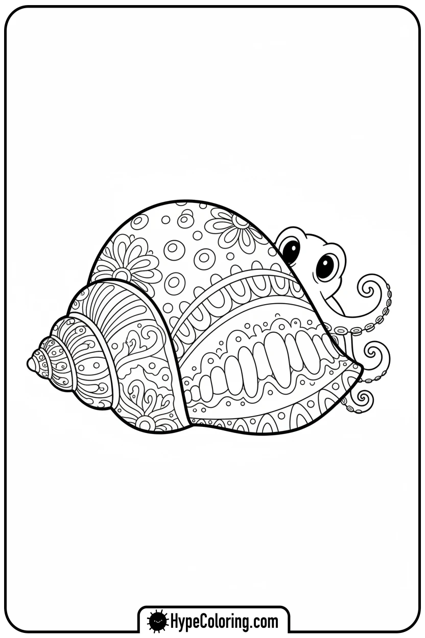 octopus-hiding-behind-shell - coloring page of an octopus