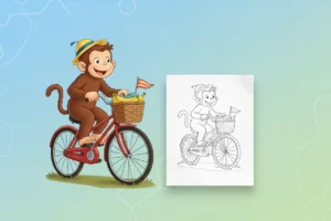 curious-george-riding-a-small - curious george coloring pages