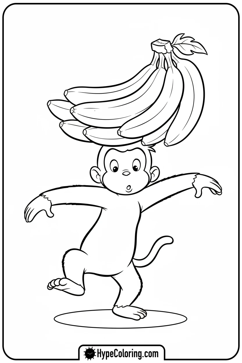 Click to download PDF george-balancing-bananas - curious george coloring pages