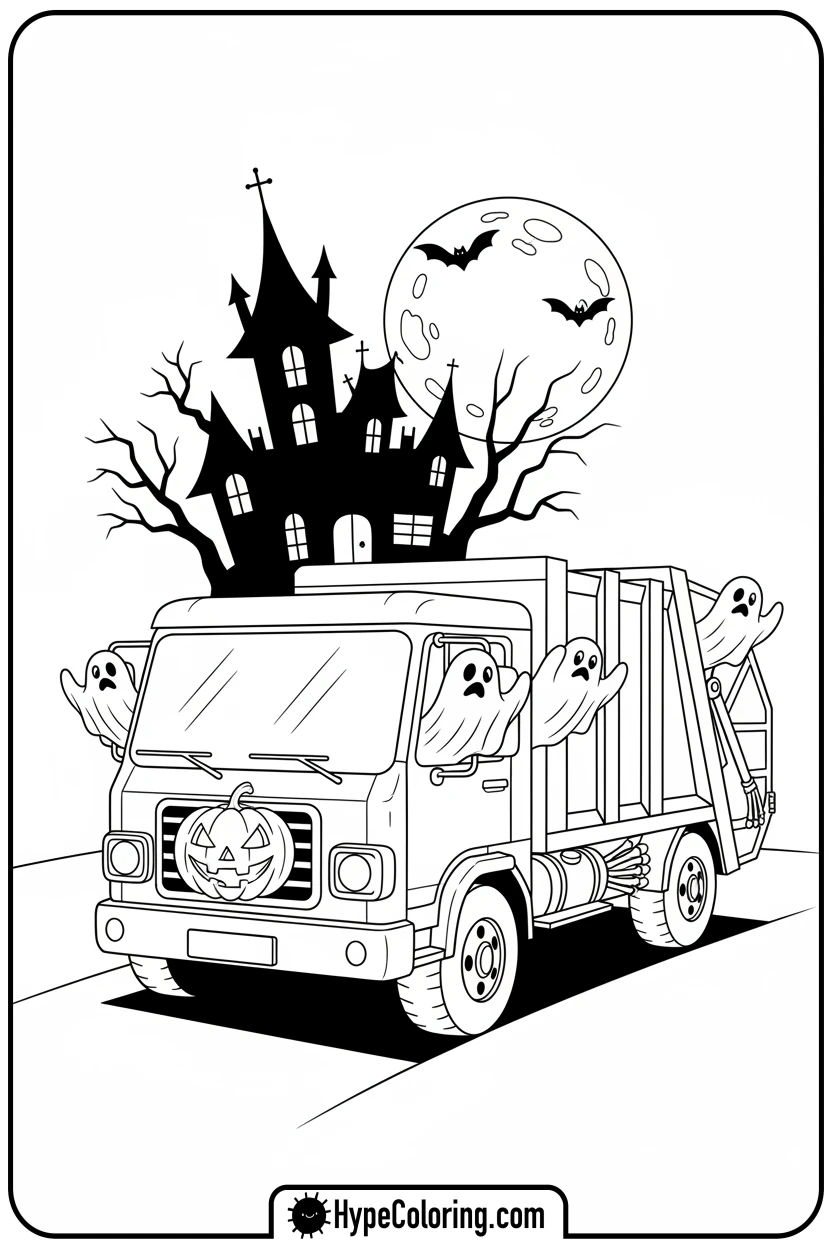 halloween-garbage-truck - garbage truck coloring page