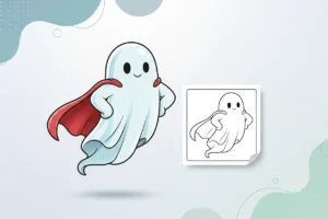 ghost-wearing-a-tiny-superhero - ghost coloring pages