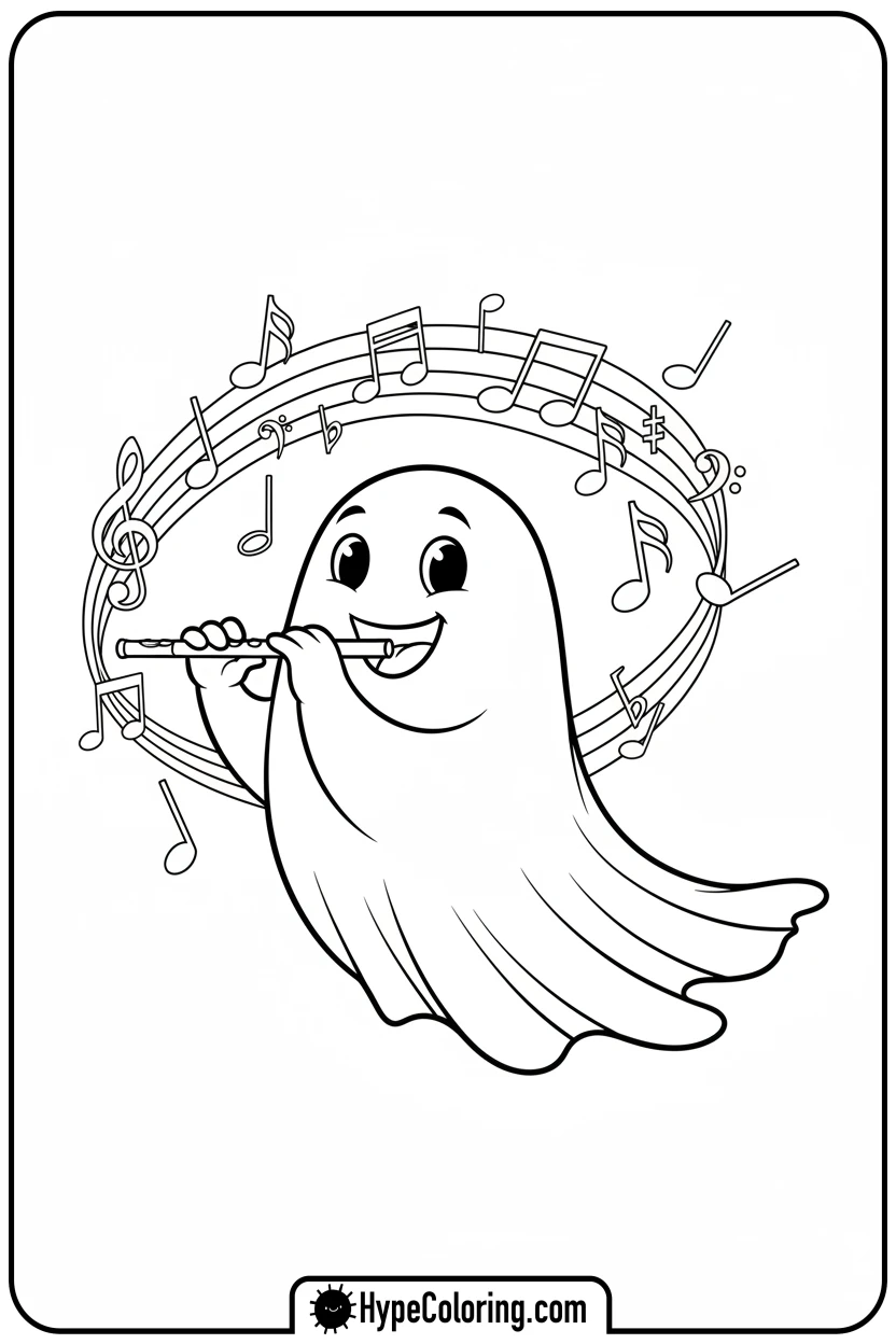 ghost-playing-an-invisible-flute - ghost coloring pages