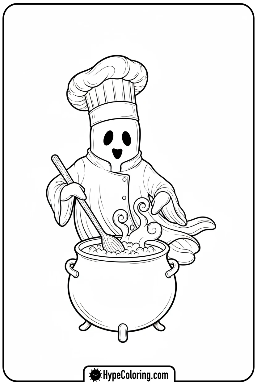 ghost-chef-stirring-pot - ghost coloring pages