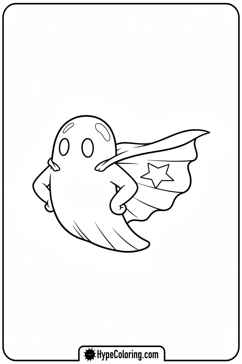 ghost-superhero-pose - ghost coloring pages