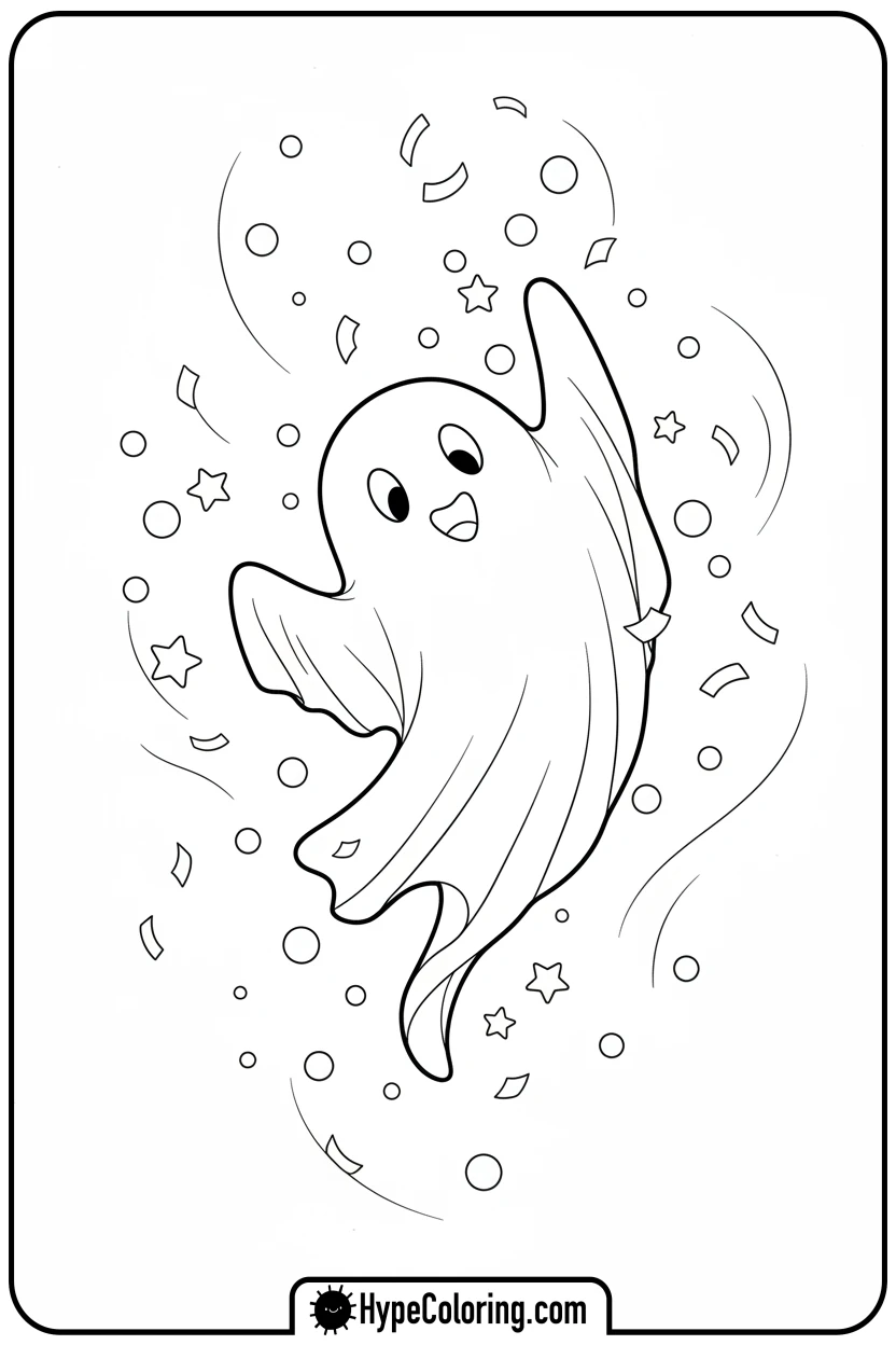 ghost-dancing-with-confetti - ghost coloring pages