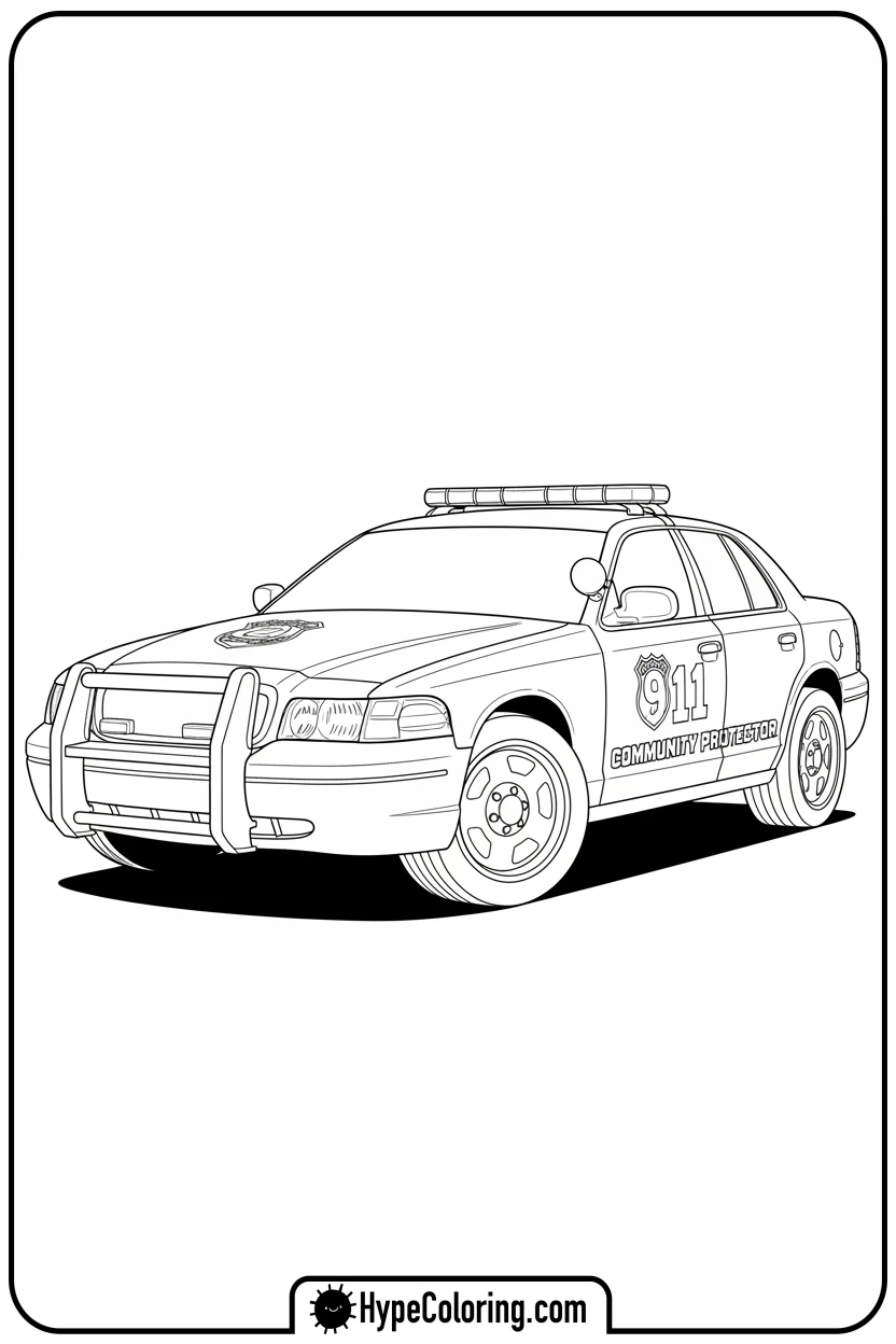 Click to download PDF police-car-as-a-hero-vehicle - police car coloring page