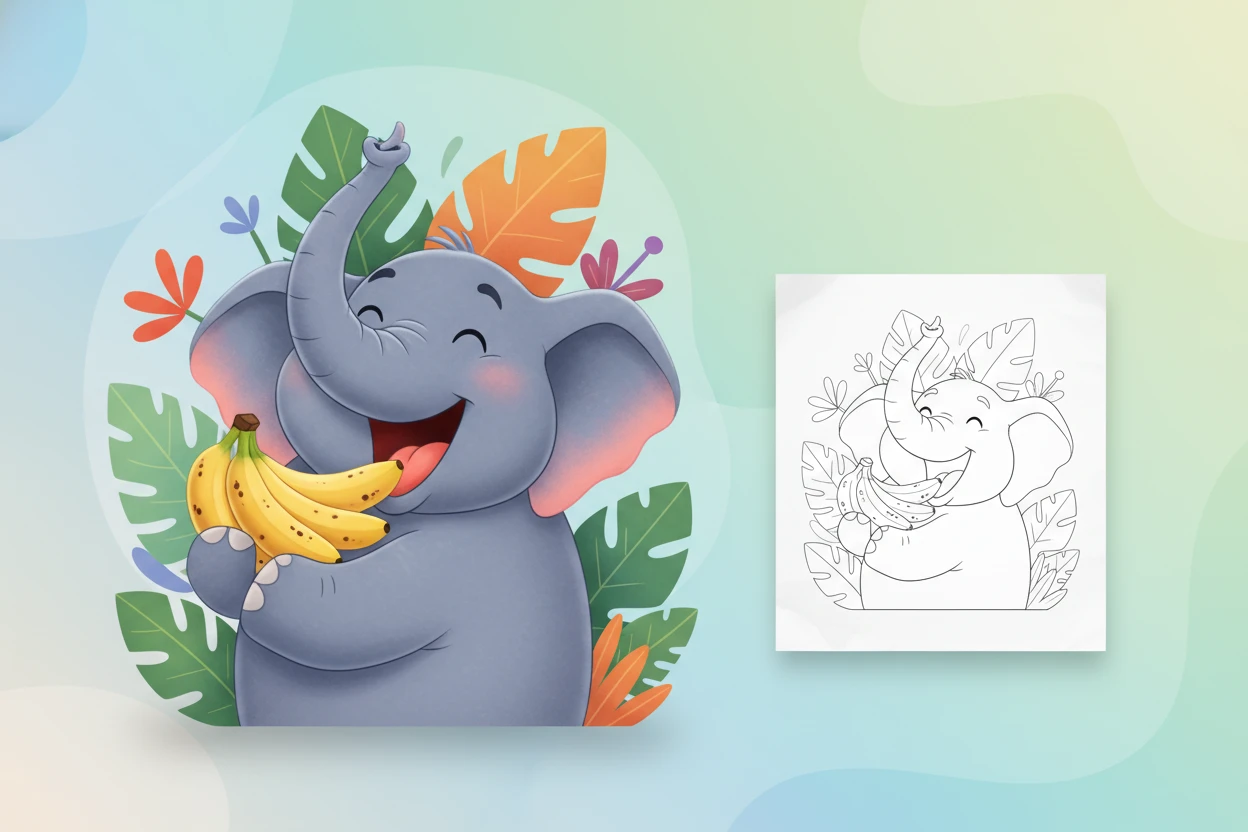 a-happy-elephant-with-a - coloring book pages of elephants