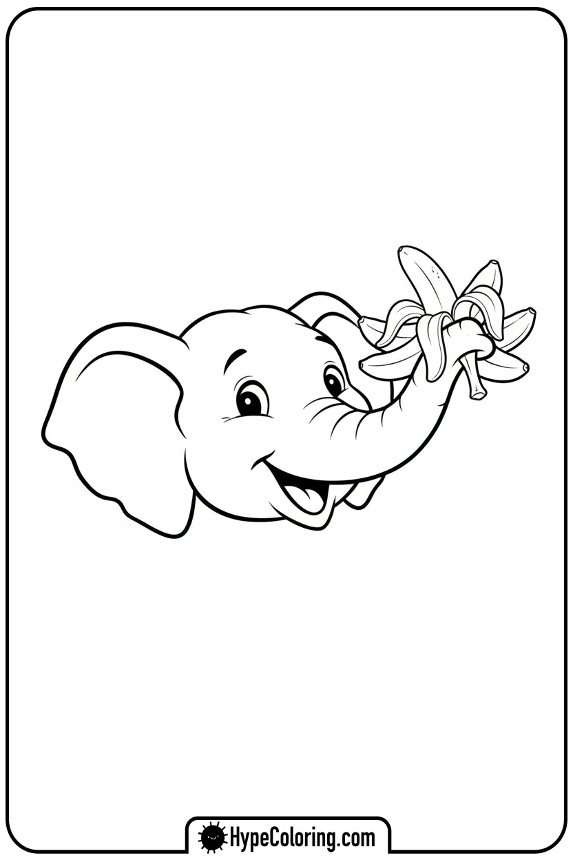 elephant-eating-bananas - coloring book pages of elephants
