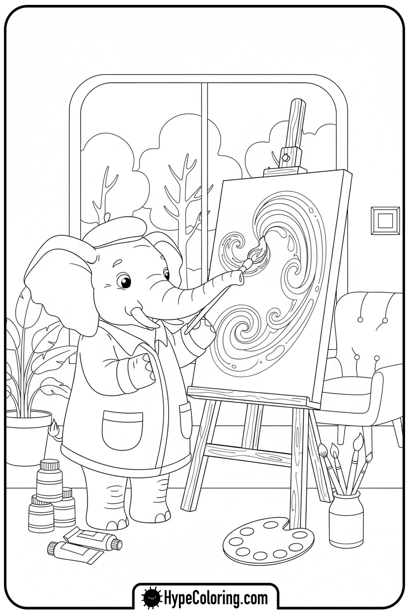 elephant-painting-on-canvas - coloring book pages of elephants