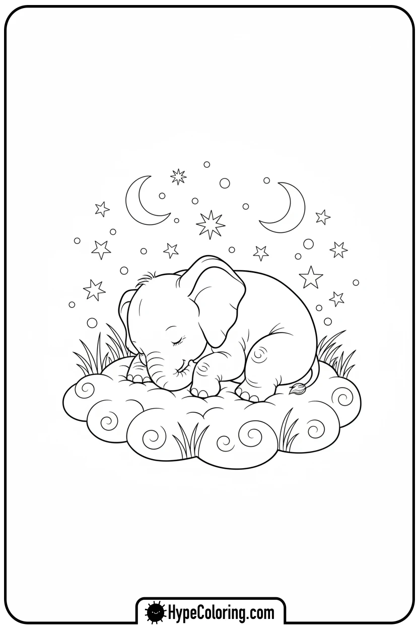 sleeping-baby-elephant - coloring book pages of elephants