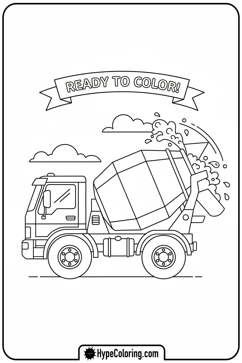 Click to download PDF cement-mixer-spinning-concrete - construction coloring pages