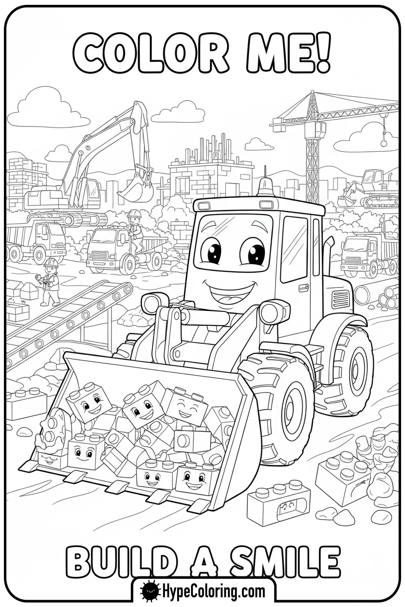 Click to download PDF loader-with-lego-bricks - construction coloring pages