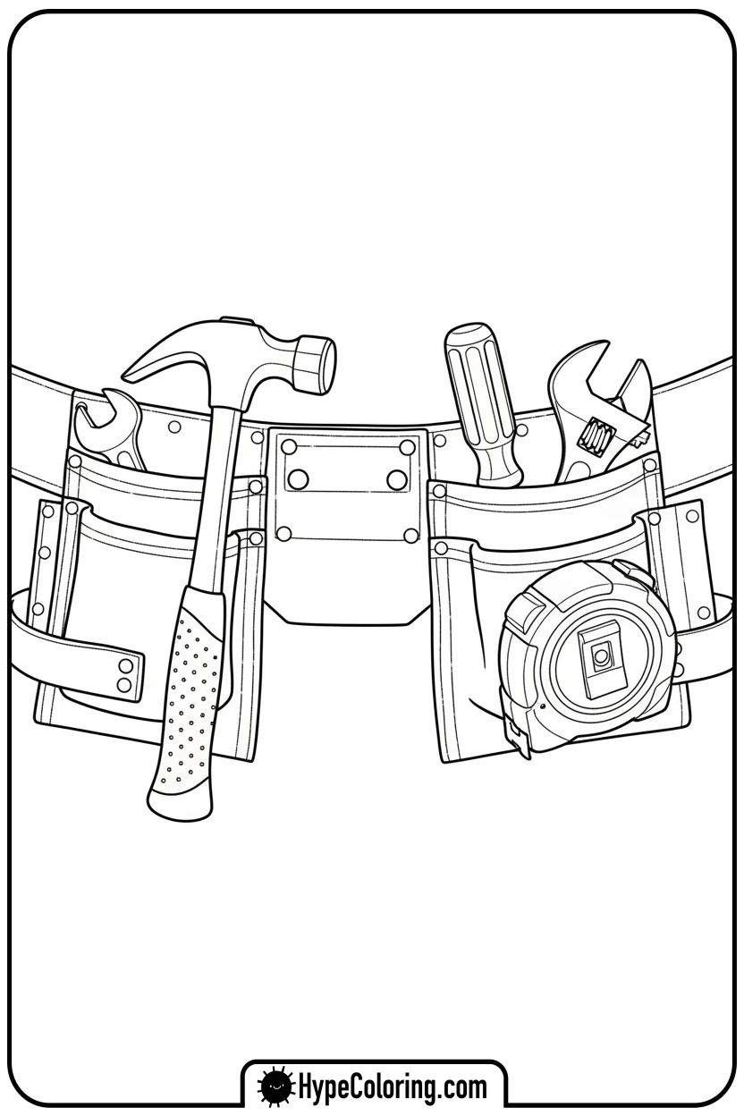 Click to download PDF construction-tool-belt-close-up - construction coloring pages