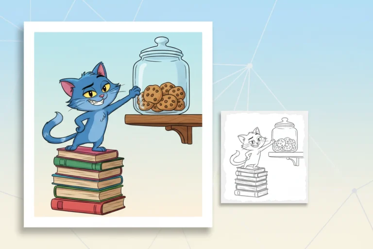catrat-attempting-to-sneak-a - gabby's dollhouse coloring page