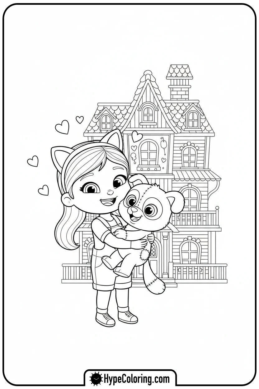 gabby-hugging-pandy-paws - gabby's dollhouse coloring page