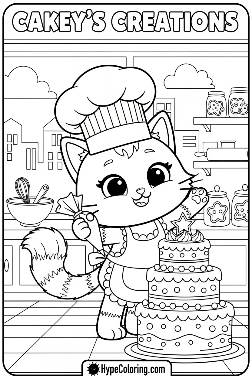 cakey-decorating-cake - gabby's dollhouse coloring page