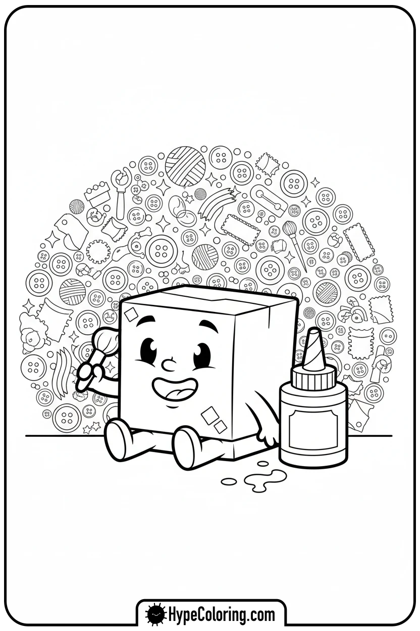 baby-box-crafting-mosaic - gabby's dollhouse coloring page