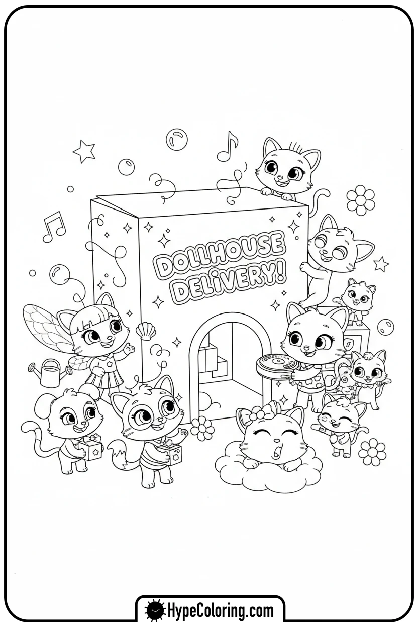 gabby-cats-with-dollhouse-delivery - gabby's dollhouse coloring page