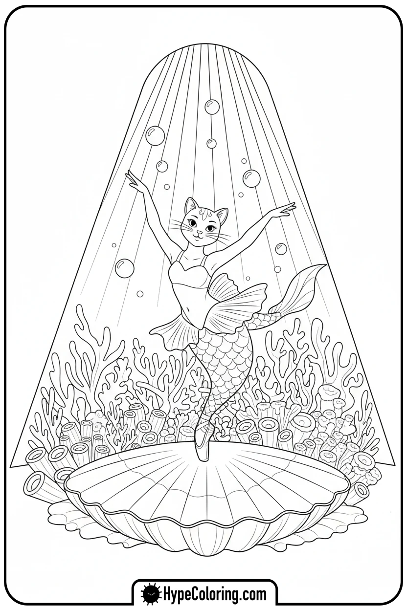 mercat-doing-ballet-pose - gabby's dollhouse coloring page
