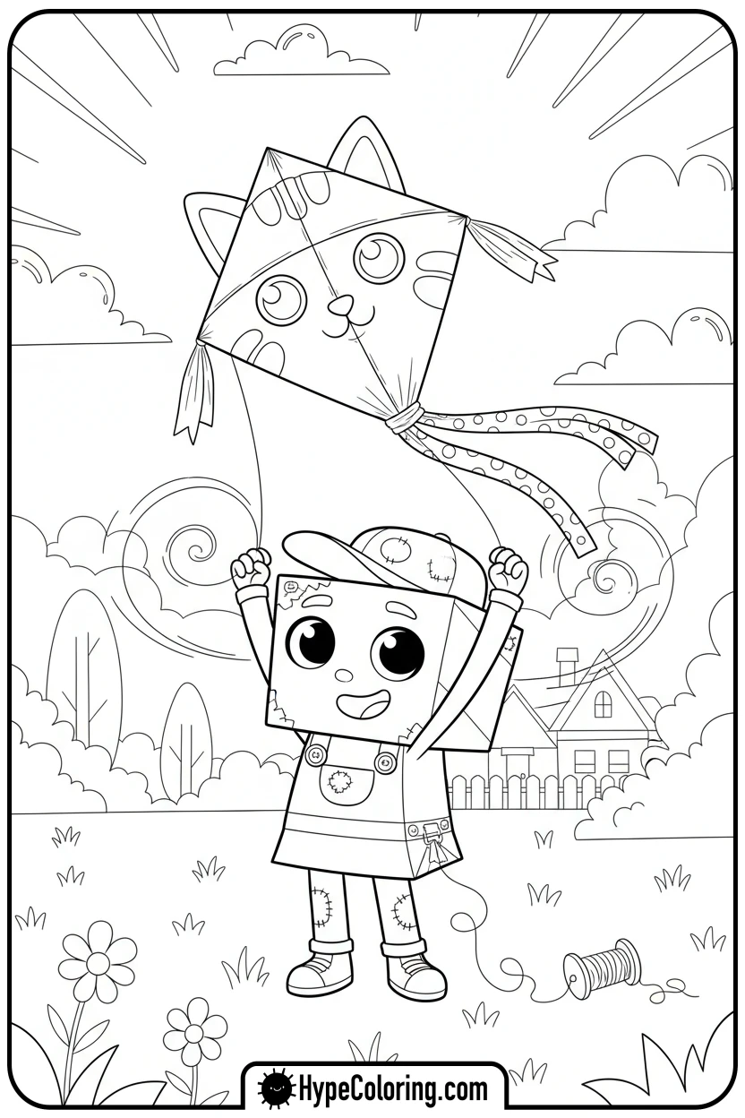 baby-box-with-pandy-kite - gabby's dollhouse coloring page