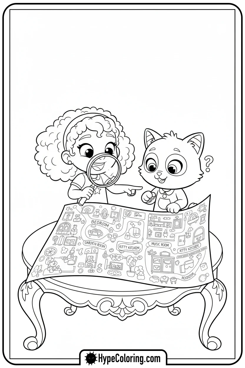 gabby-and-pandy-exploring-map - gabby's dollhouse coloring page