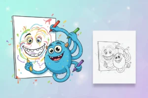 a-goofy-friendly-monster-with - graffiti coloring pages