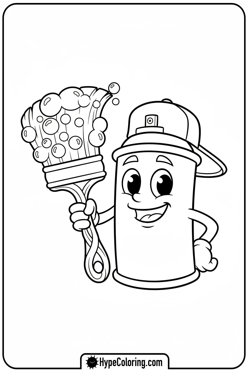 Click to download PDF smiling-spray-can-artist - graffiti coloring pages