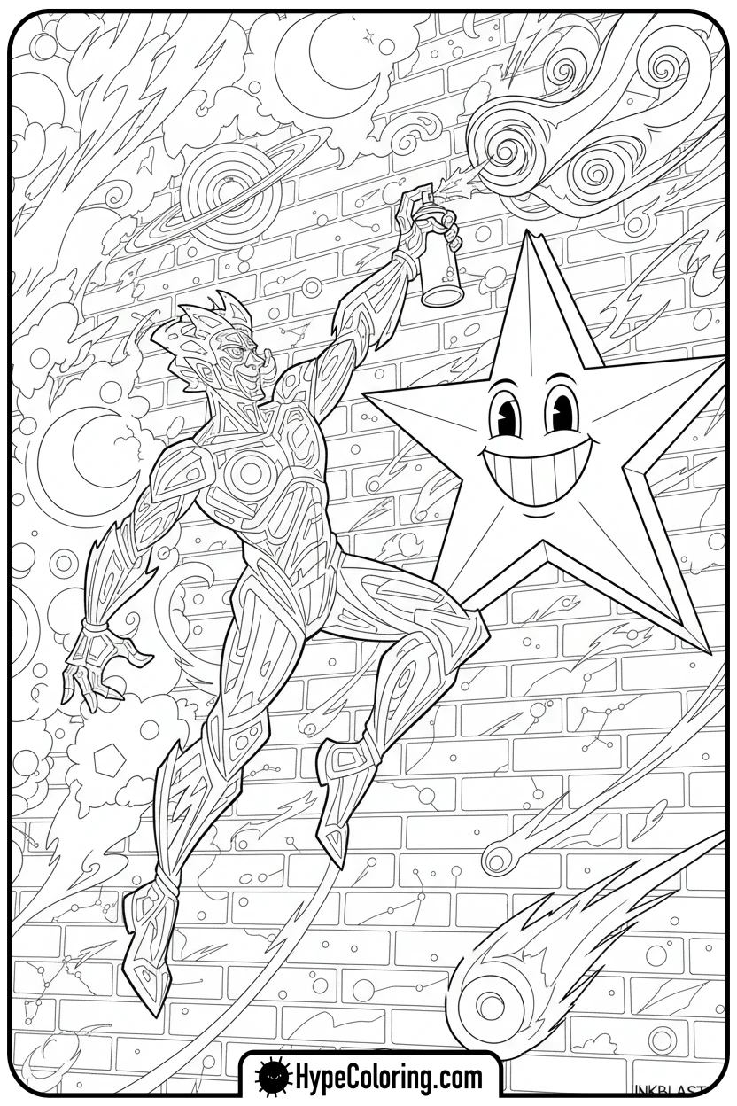 Click to download PDF character-tagging-star - graffiti coloring pages