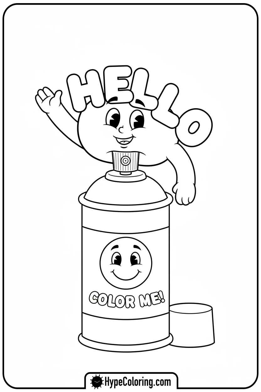 Click to download PDF bubble-letter-character-waving - graffiti coloring pages