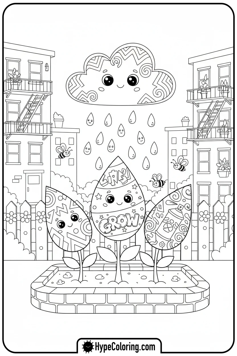 Click to download PDF urban-garden-with-graffiti-plants - graffiti coloring pages