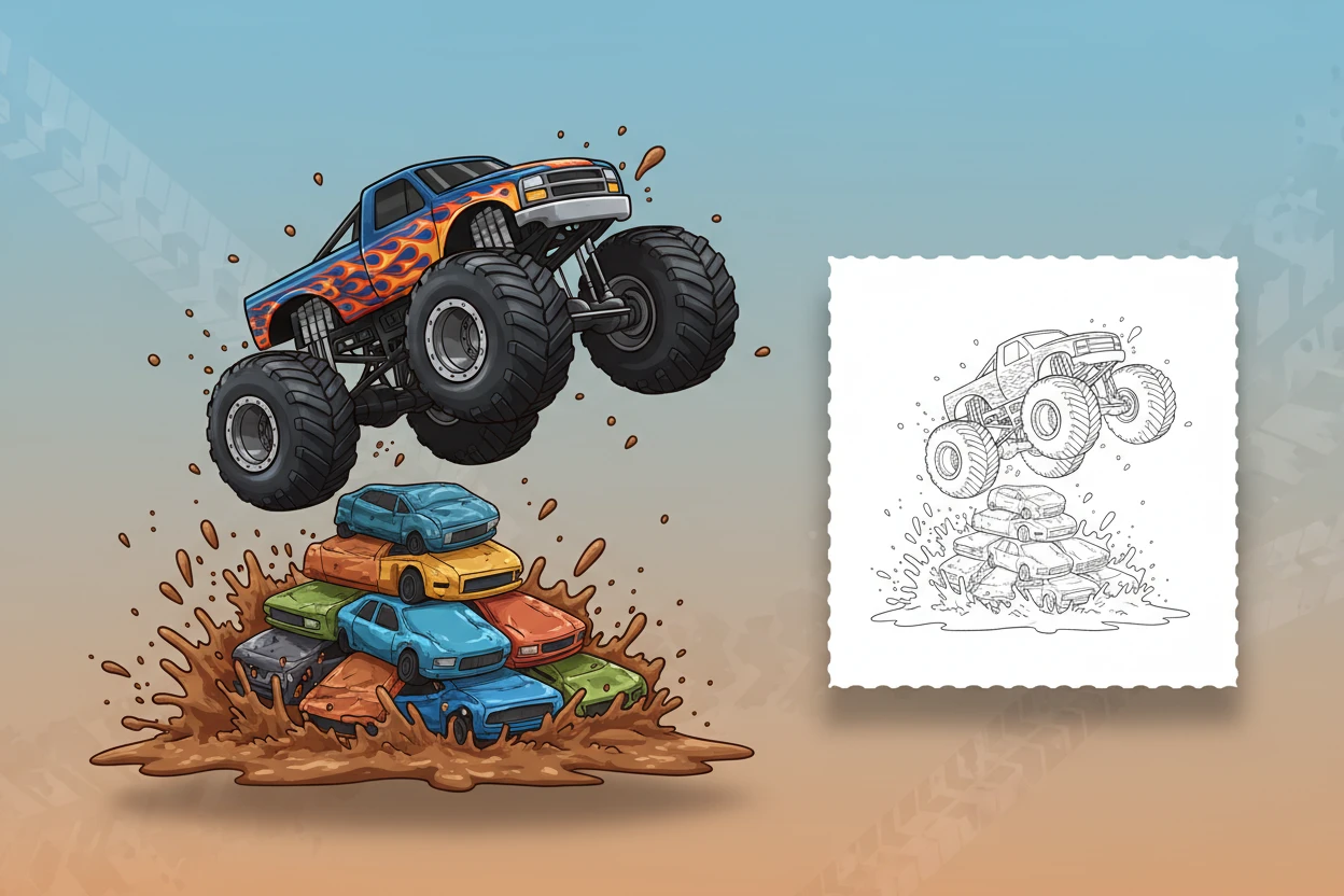 a-hot-wheels-monster-truck - hot wheels coloring page