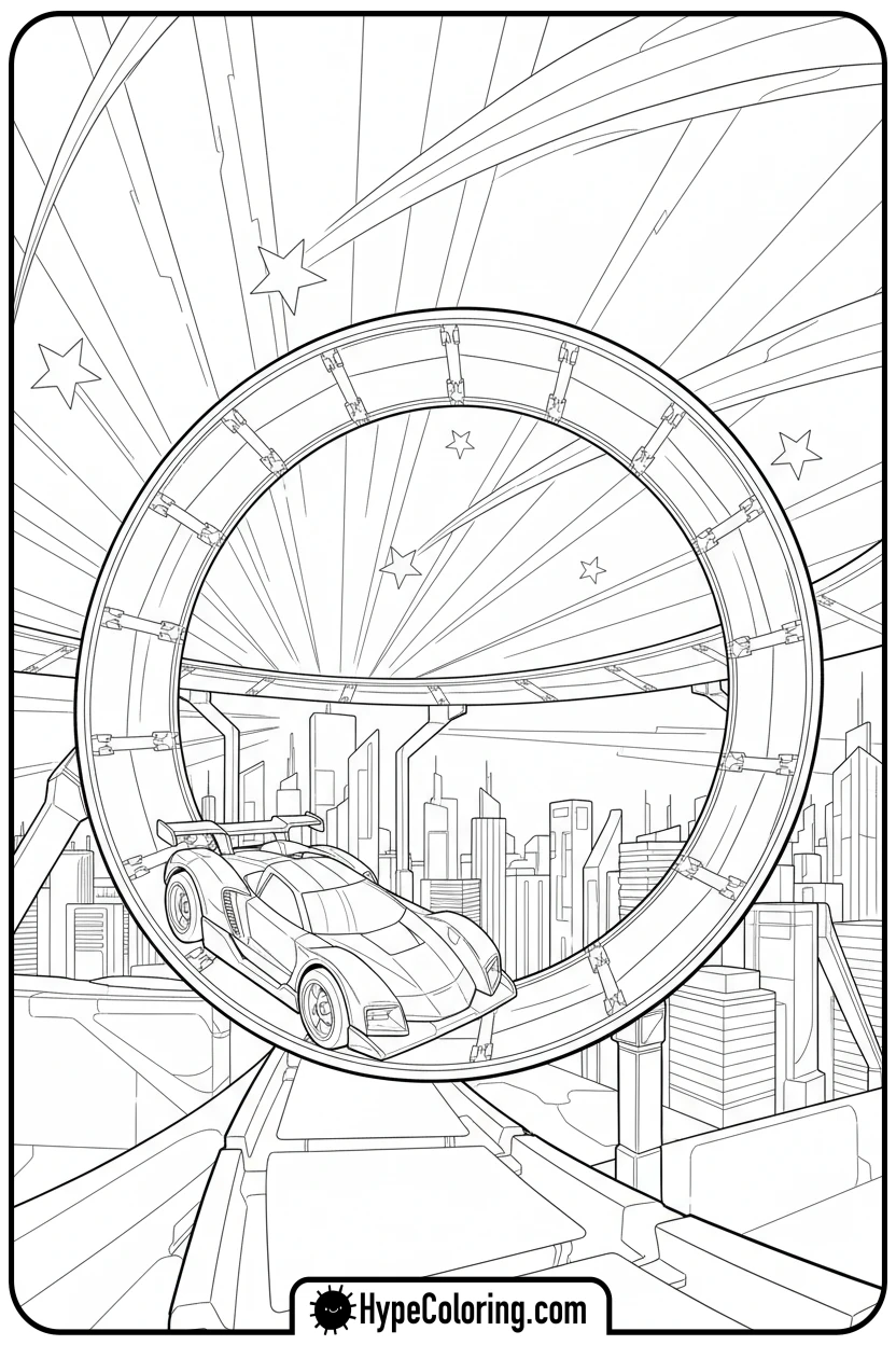 car-in-loop-the-loop - hot wheels coloring page