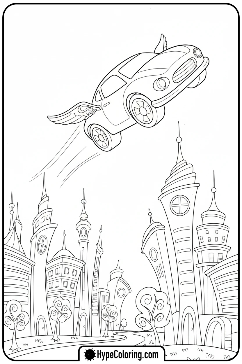 flying-hot-wheels-car - hot wheels coloring page
