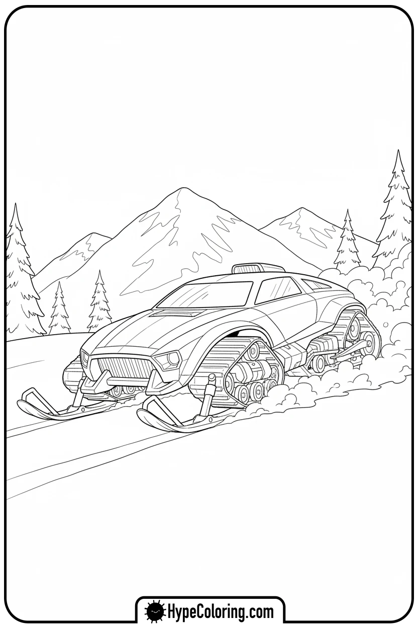 car-racing-in-snow - hot wheels coloring page