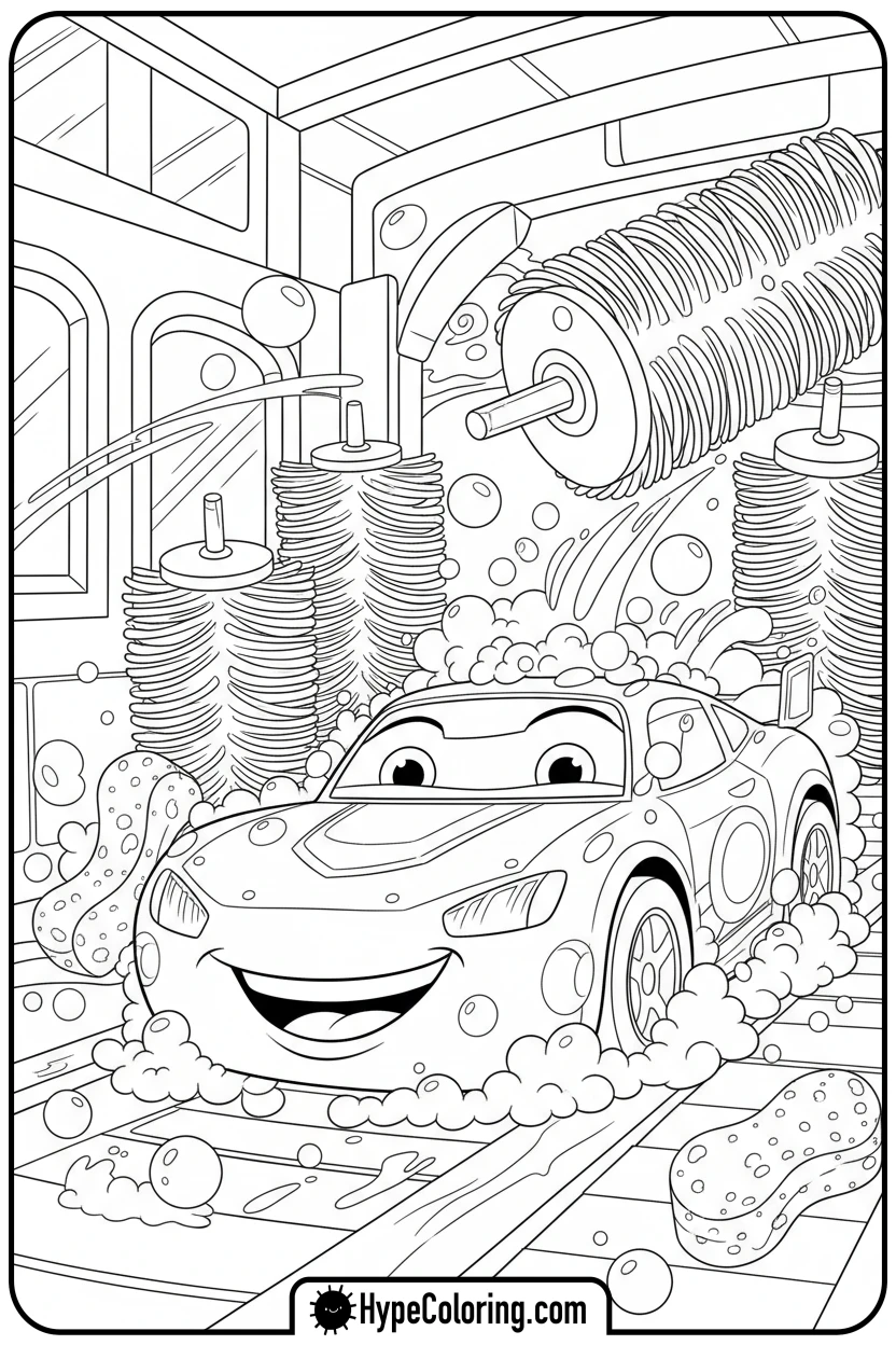 car-in-car-wash - hot wheels coloring page