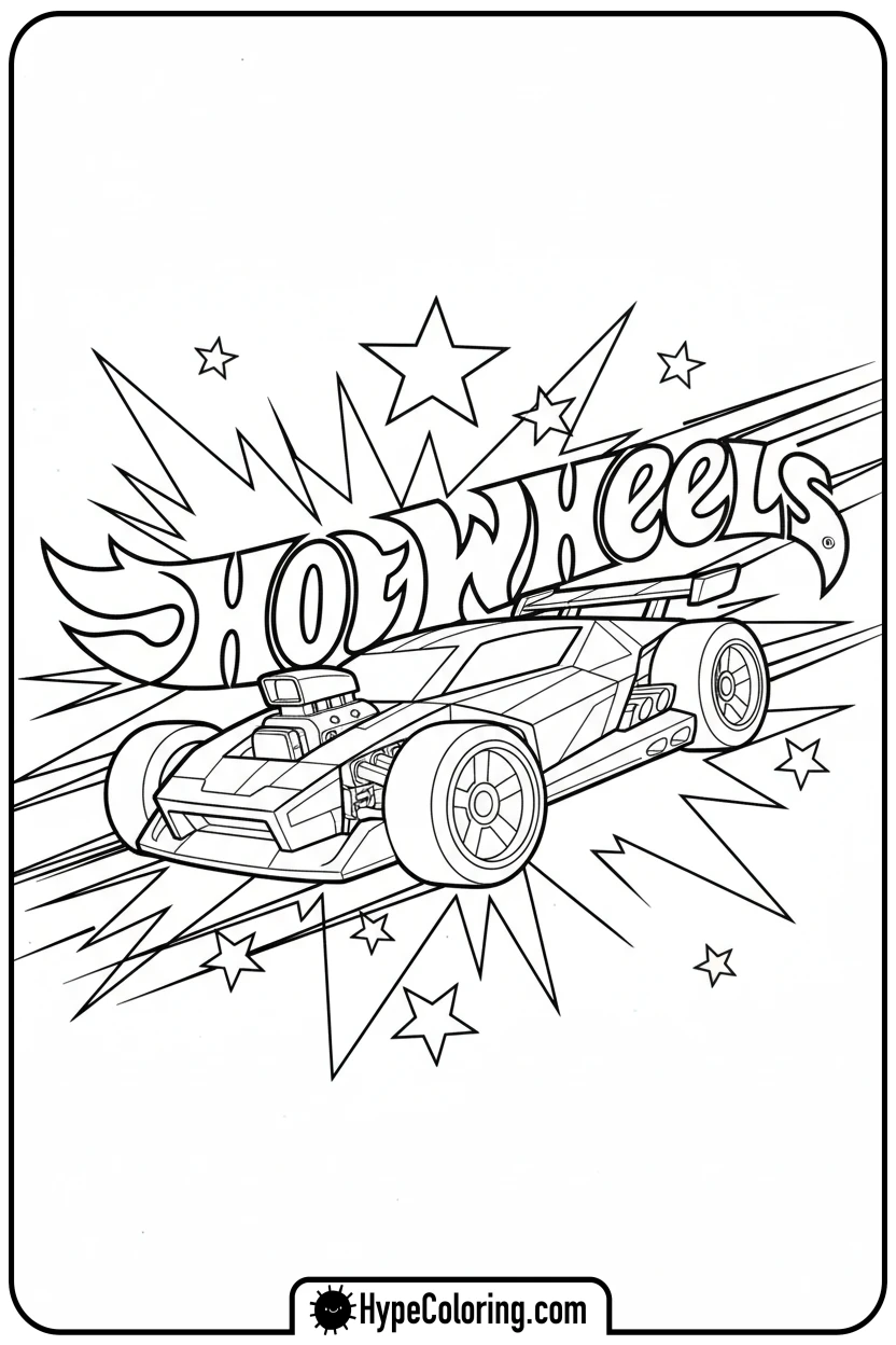car-around-hot-wheels-logo - hot wheels coloring page