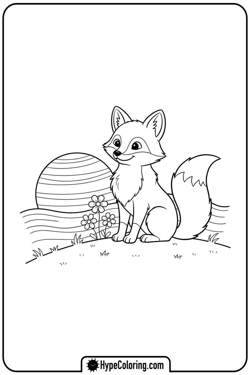fox-watching-sunset - sunset coloring pages
