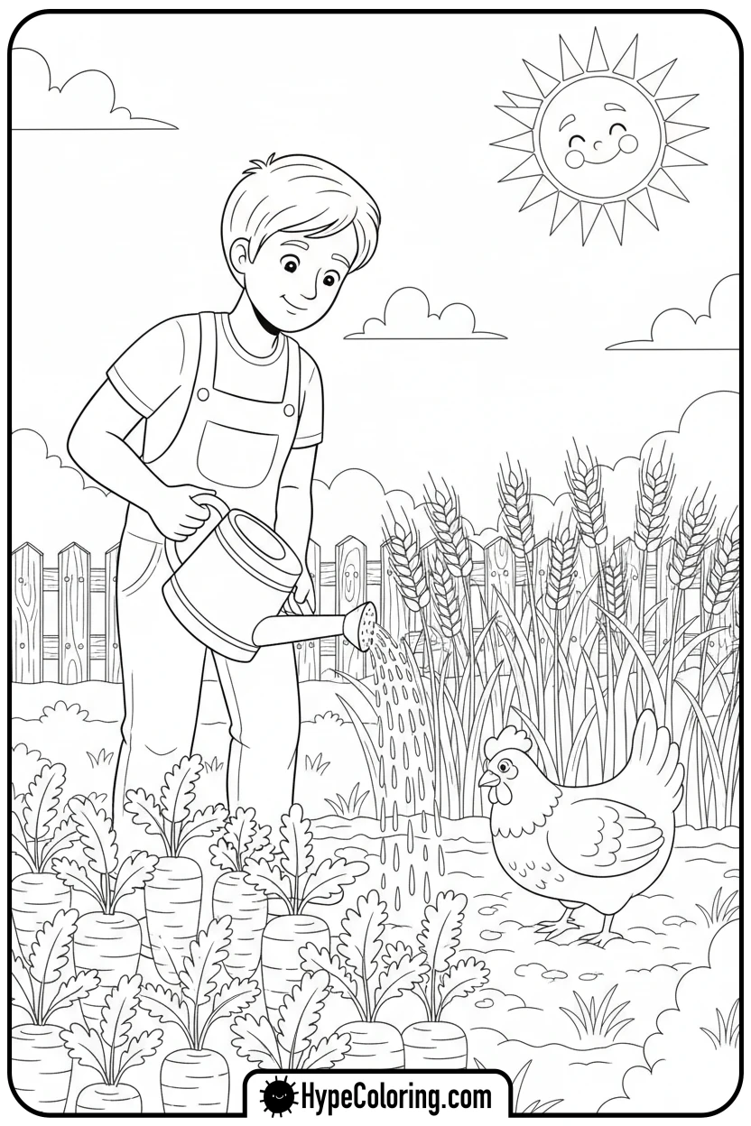 alex-farming-with-chicken - minecraft coloring pages