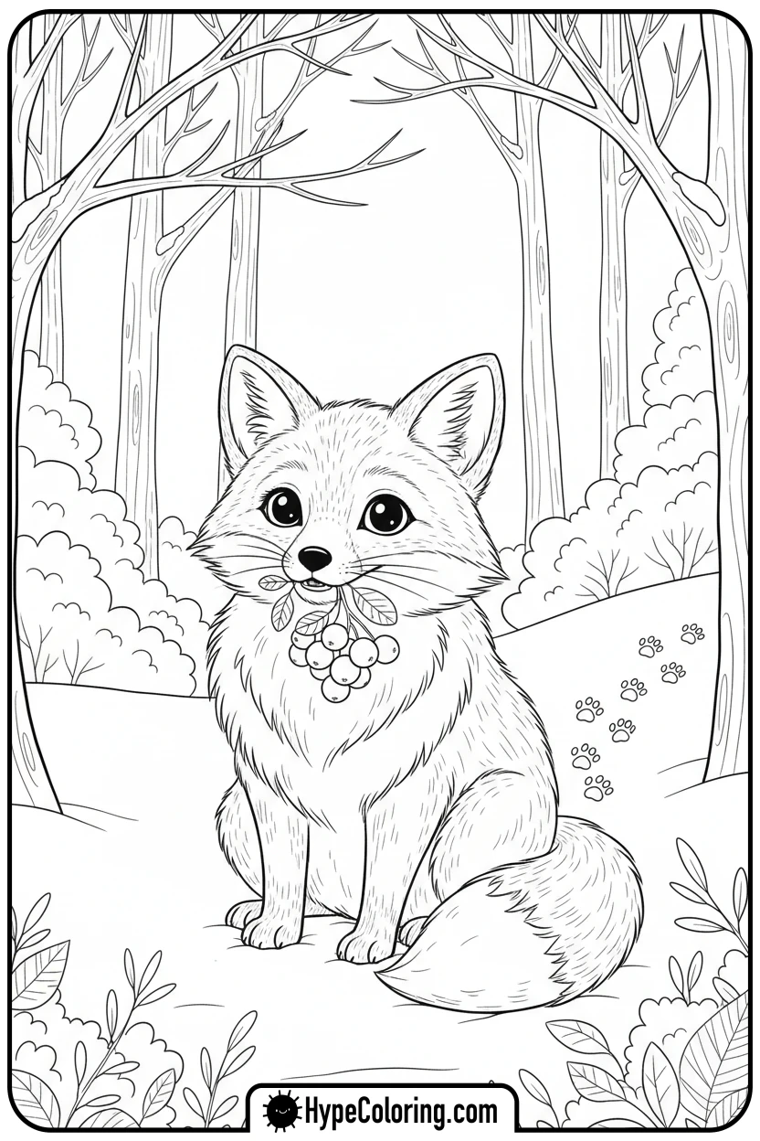 fox-holding-sweet-berries - minecraft coloring pages