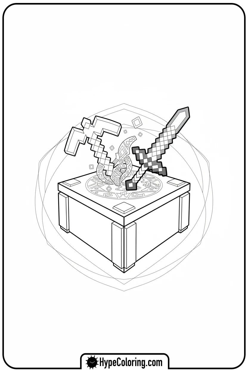crafting-table-glowing - minecraft coloring pages