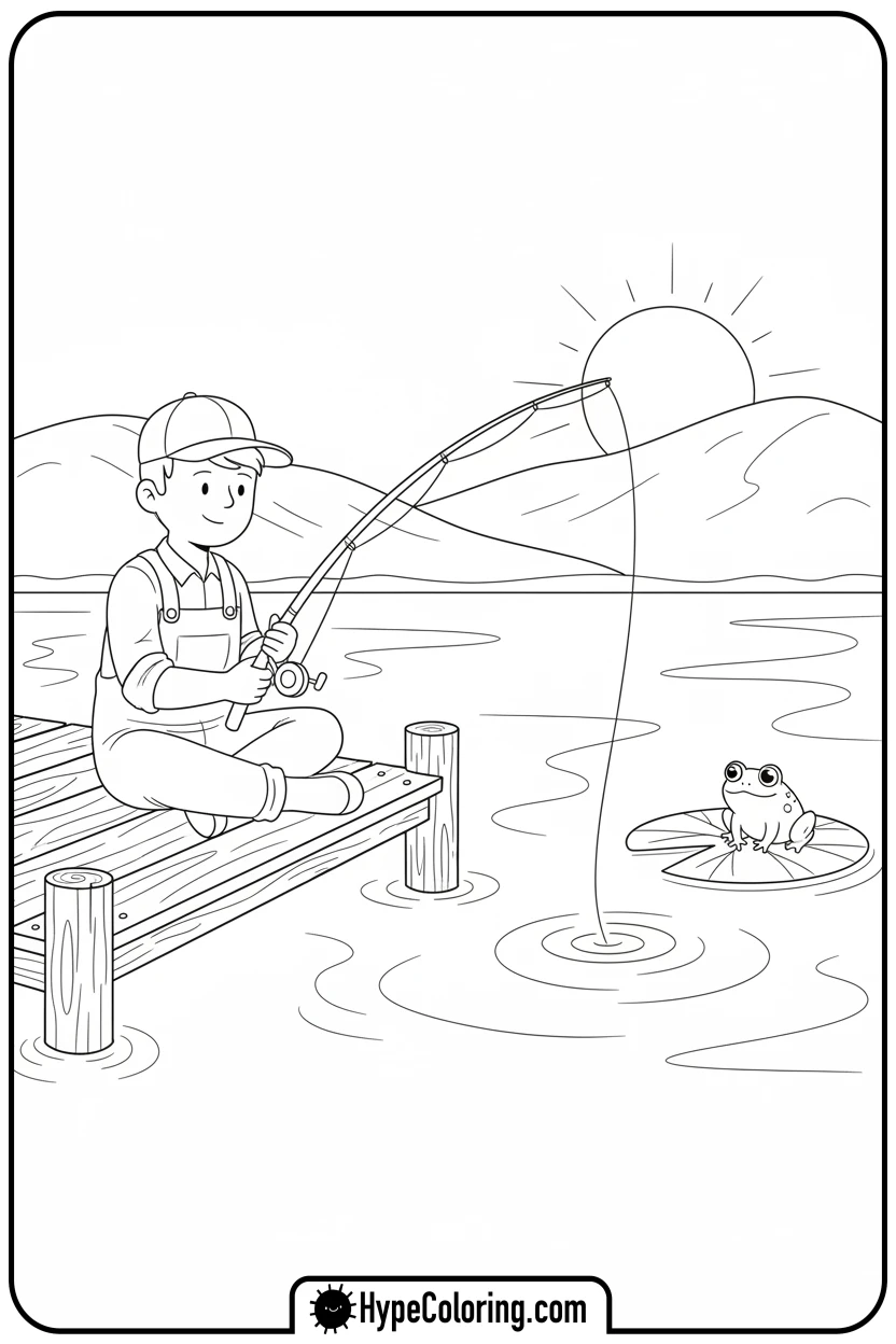 player-fishing-peacefully - minecraft coloring pages