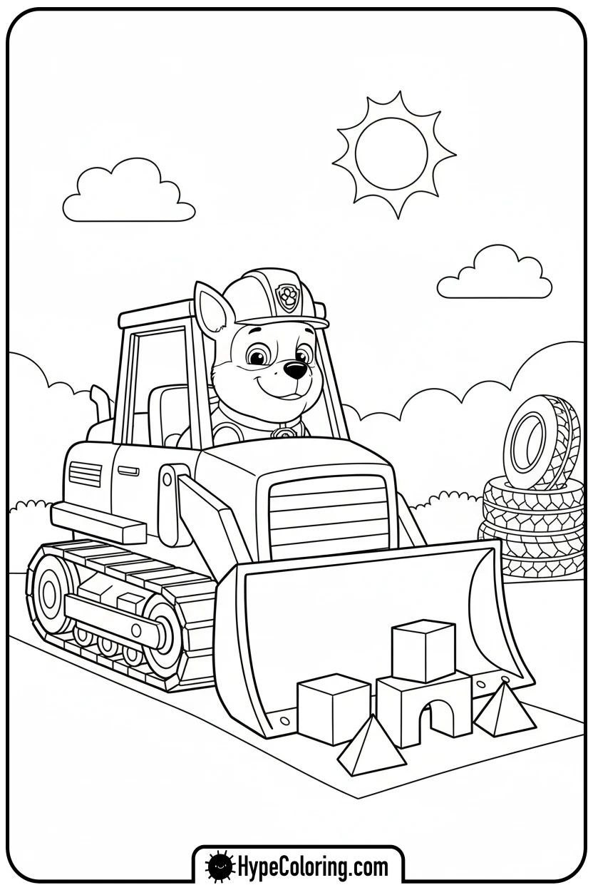 rubble-with-bulldozer - paw patrol coloring pages