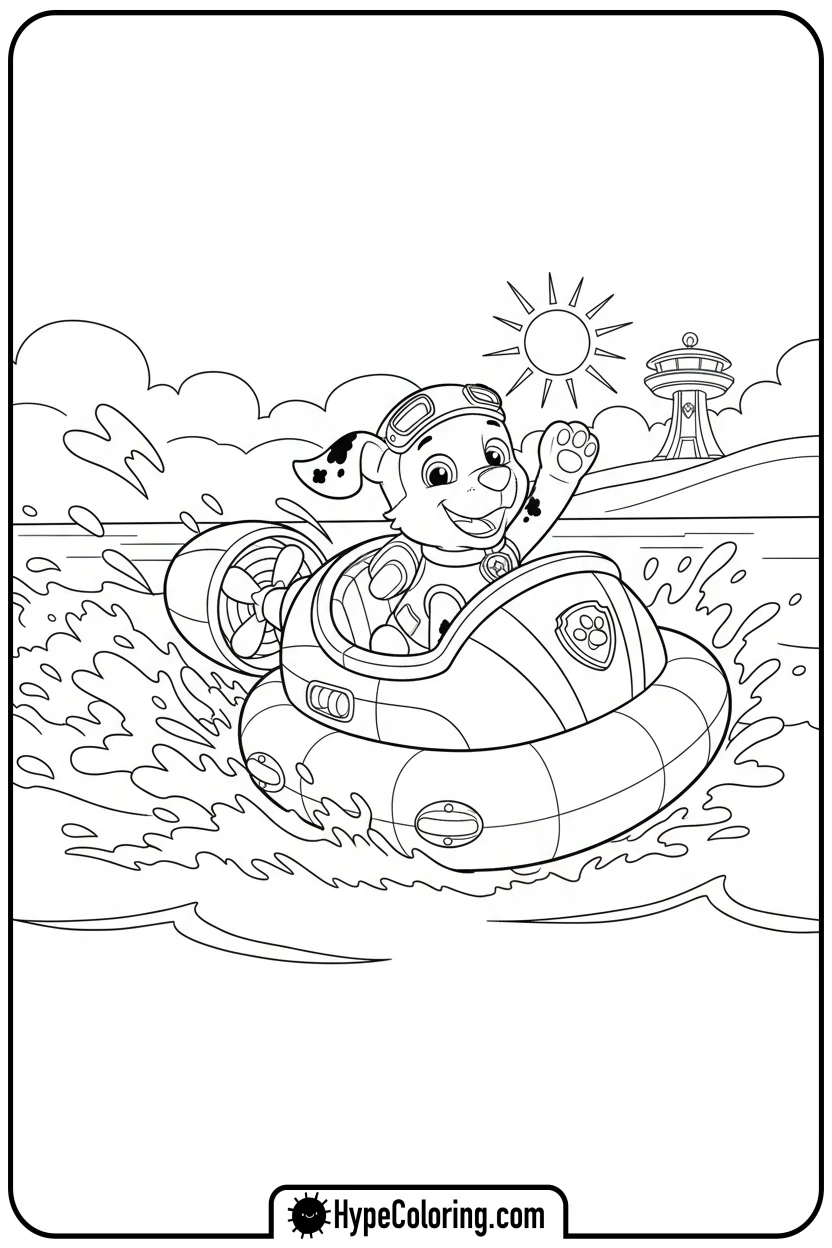 zuma-on-hovercraft - paw patrol coloring pages