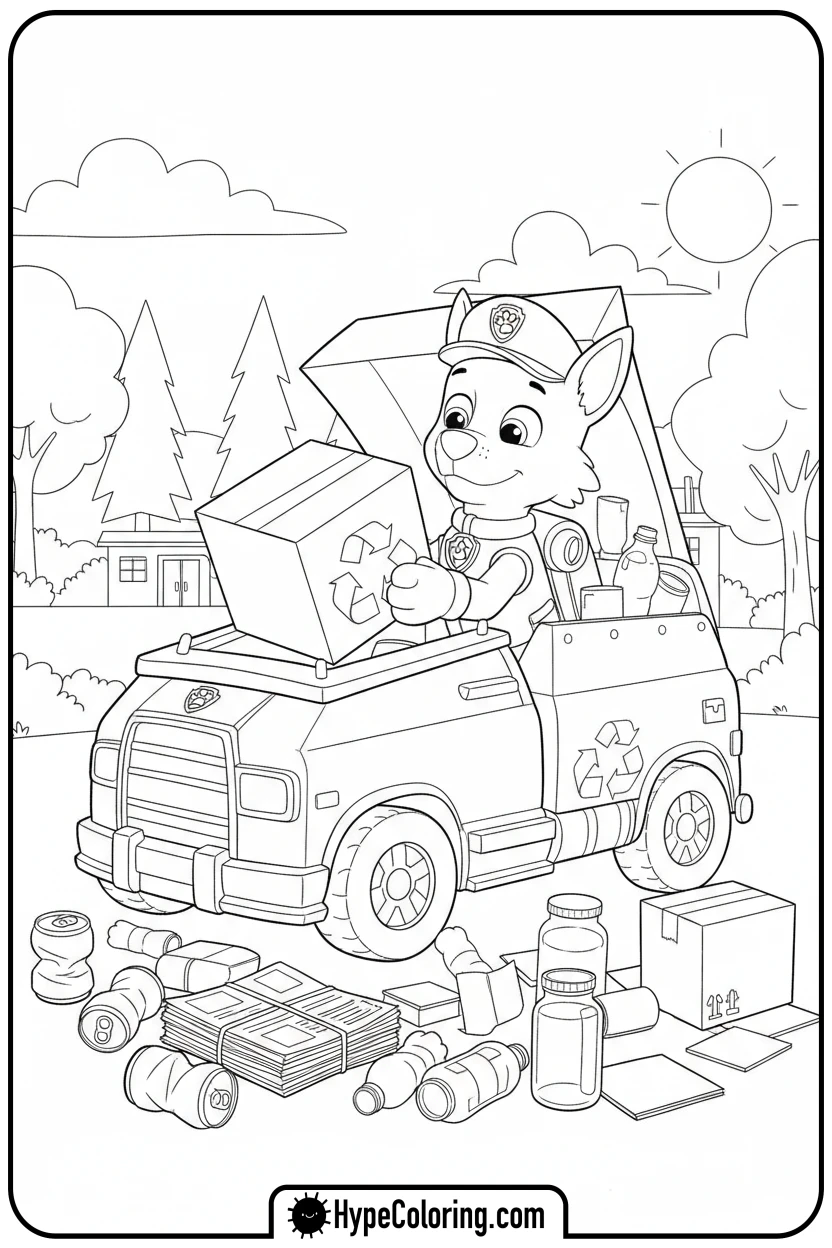 rocky-recycling-box - paw patrol coloring pages