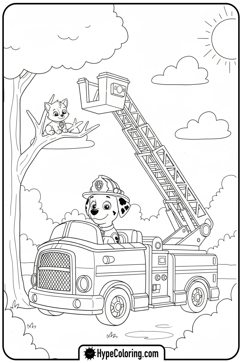 marshall-rescuing-kitten - paw patrol coloring pages