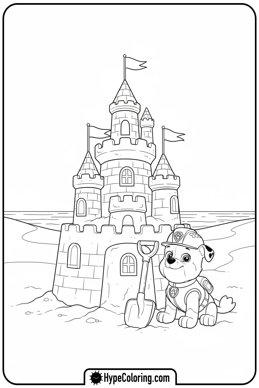 rubble-building-sandcastle - paw patrol coloring pages