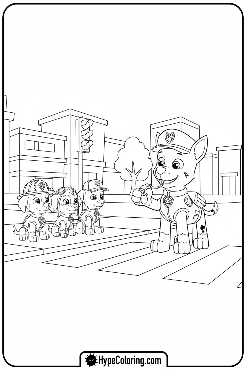 chase-directing-traffic - paw patrol coloring pages