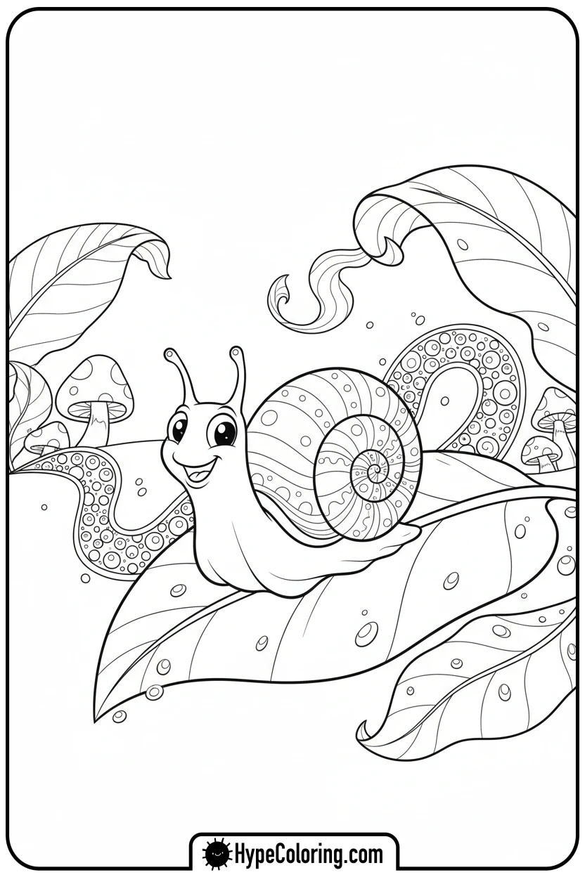snail-on-a-leaf - summer coloring pages