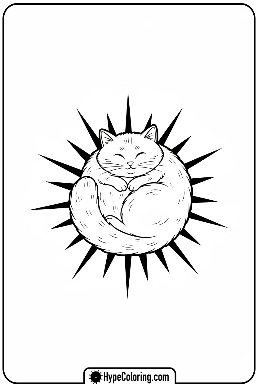 Click to download PDF cat-sleeping-in-sunbeam - cat coloring pages